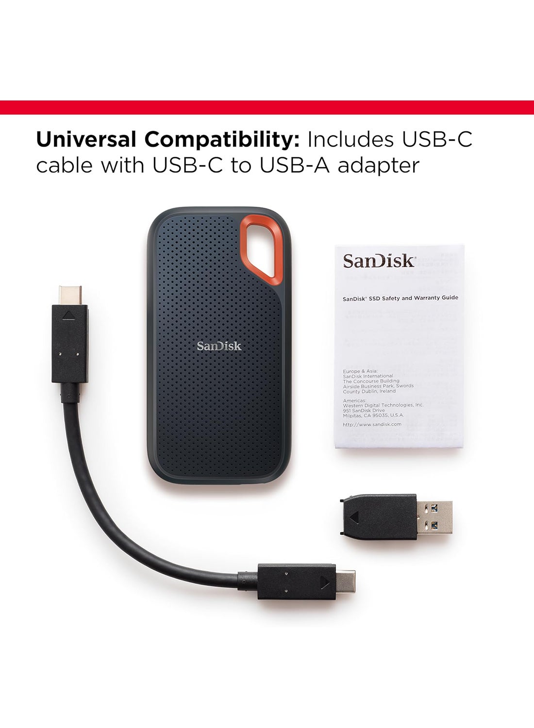 Sandisk Extreme Portable SSD Up To 1050Mb/S USB Type C Usb 3.2 Gen 2  External Solid State Drive Sdssde61-2T00-G25 2TB
