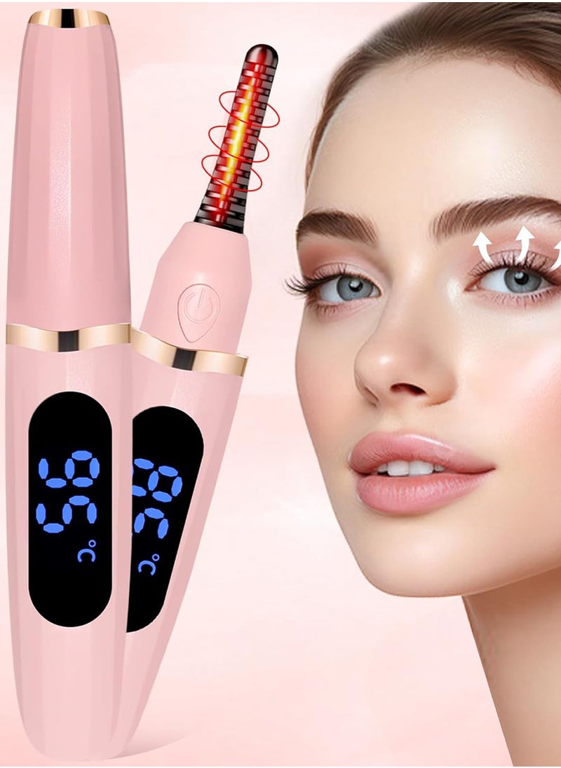 HEROCKX Eyelash Curler - 3 Level Adjustable Temperature Electric Heated Durable Eyelash Curler - LED Screen USB Rechargeable - Pink  - Image 1