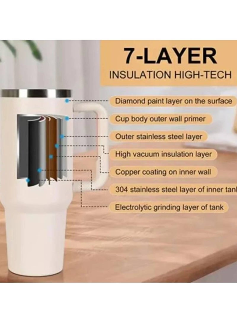 AROAQ 1000ML 304 Stainless Steel Insulated Water BottleThermal Coffee Car Cup Cold Hot Mugs Vacuum Flask With Handle Straw For Sport - Image 3