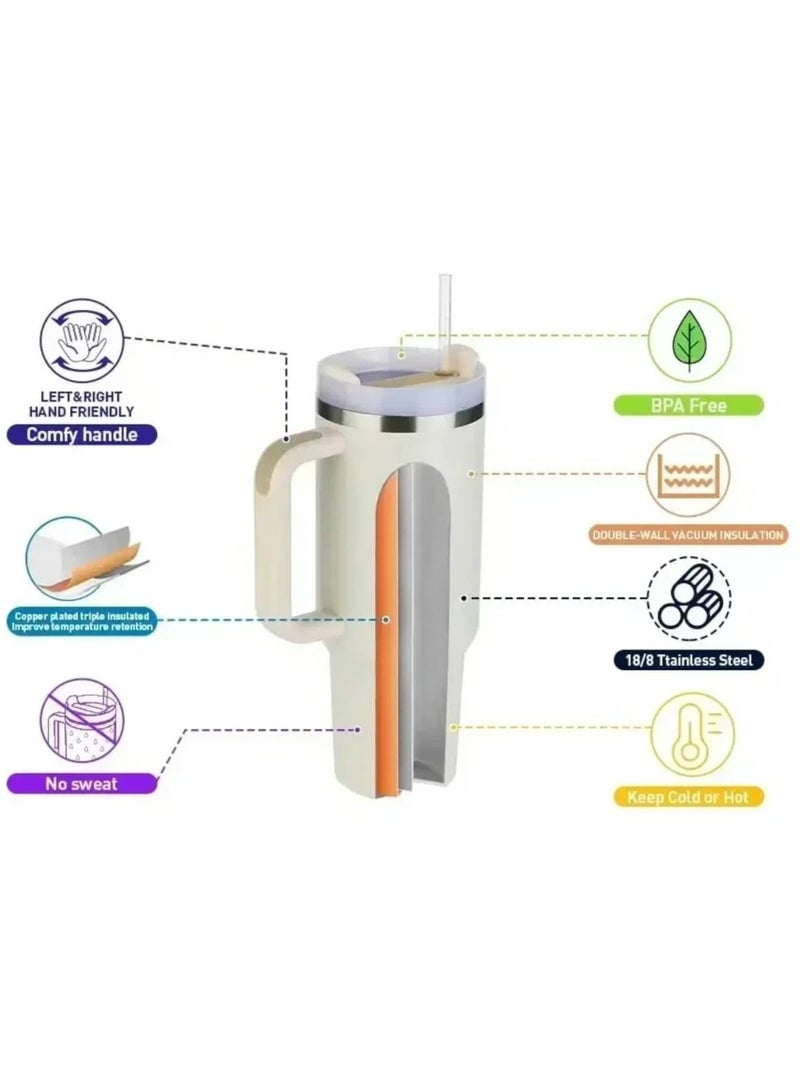 AROAQ 1000ML 304 Stainless Steel Insulated Water BottleThermal Coffee Car Cup Cold Hot Mugs Vacuum Flask With Handle Straw For Sport - Image 2