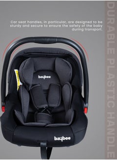BAYBEE 3 in 1 Multi Purpose Baby Carry Cot n Car Seat with Handle, Canopy, Adjustable Handle, 3 Point Safety Belt Rocker for Infant Baby Carry Cot for New Born Baby 0 to 15 Months Black  - Image 5