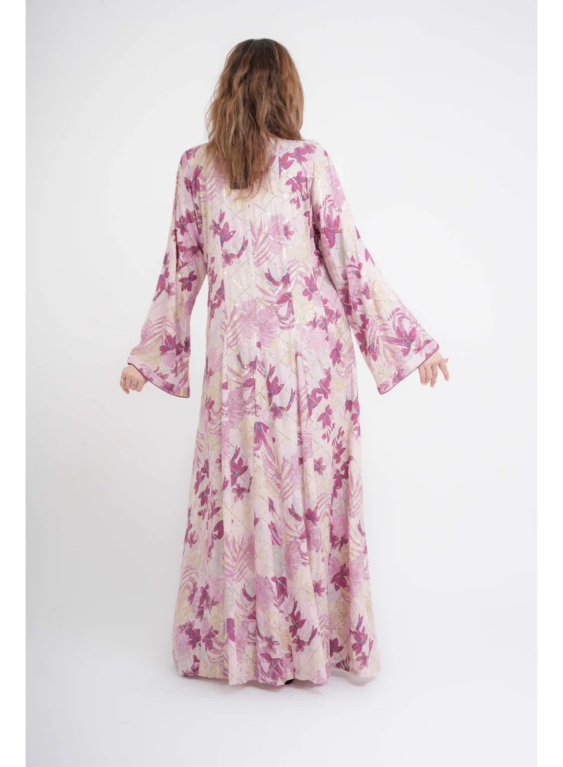 IKKXA Floral Elegance Modern Jalabiya IN105 Purple