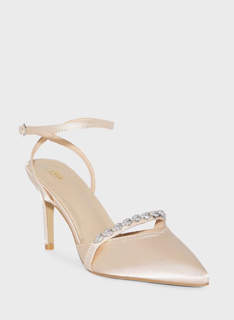 Ella Limited Edition Diamante Detail Backstrap Pump - Image 2