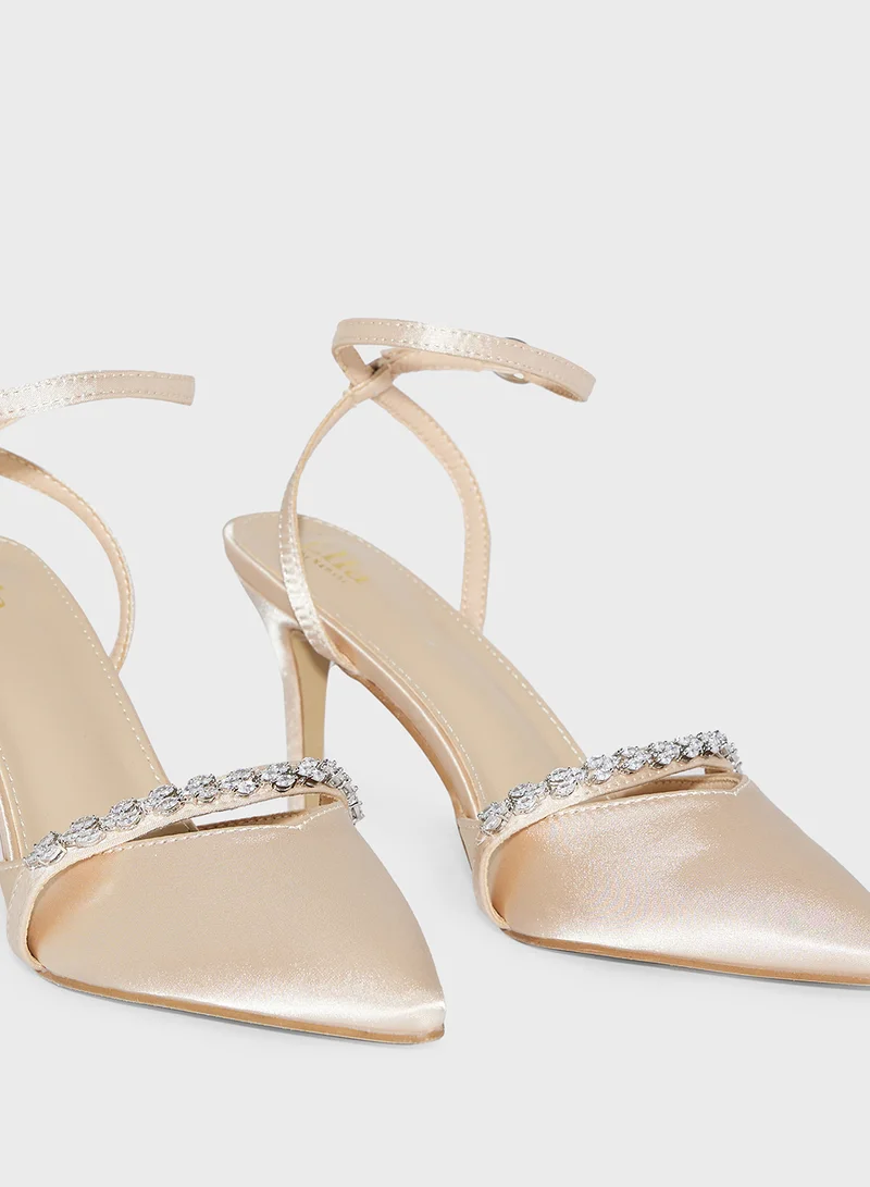 Ella Limited Edition Diamante Detail Backstrap Pump