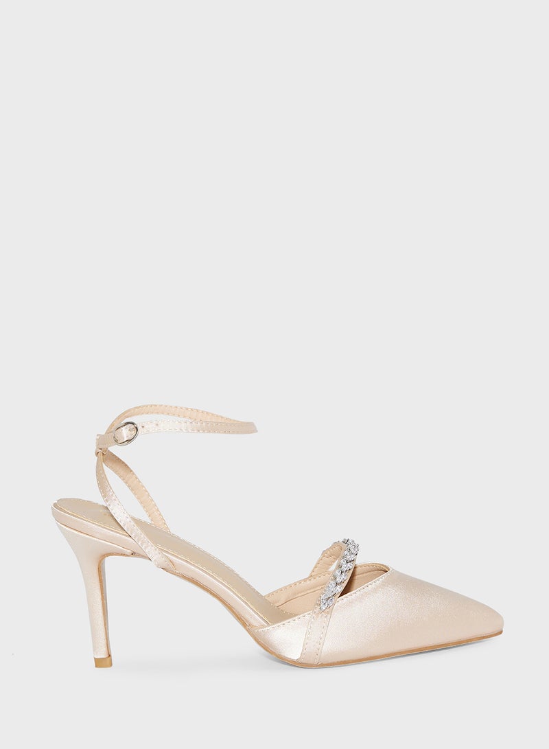 Ella Limited Edition Diamante Detail Backstrap Pump - Image 1