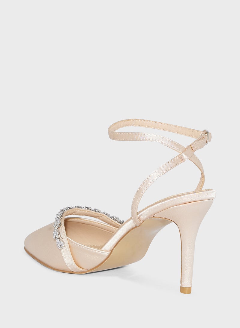 Ella Limited Edition Diamante Detail Backstrap Pump - Image 3