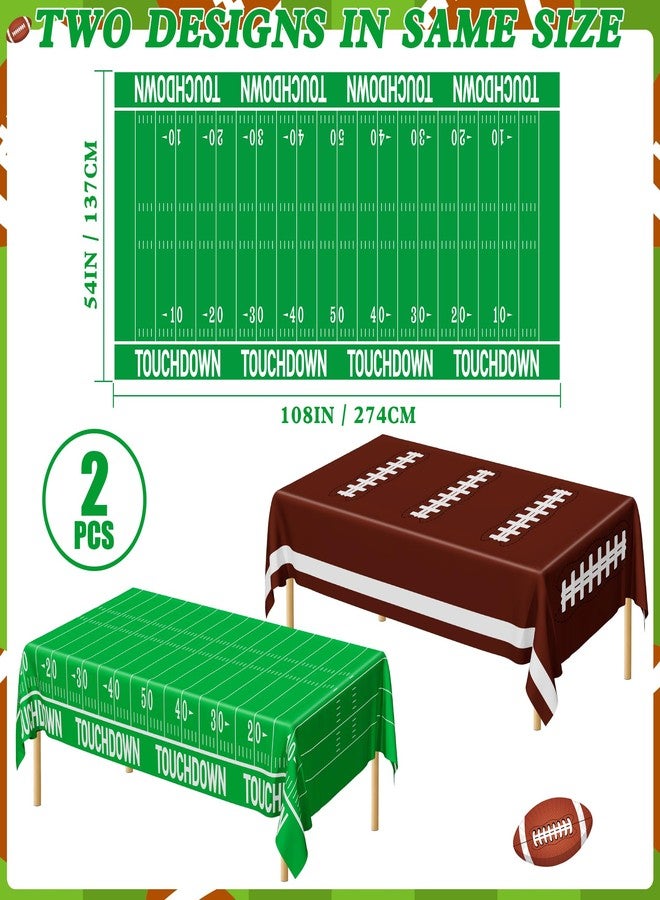 QZYL Football Party Decorations, Disposable Football Tablecloth, 2 PCS Football Table Runner, Football Theme Table Cloth, Plastic Football Party Table Cover for Game Day Touchdown Party Supplies - Image 2