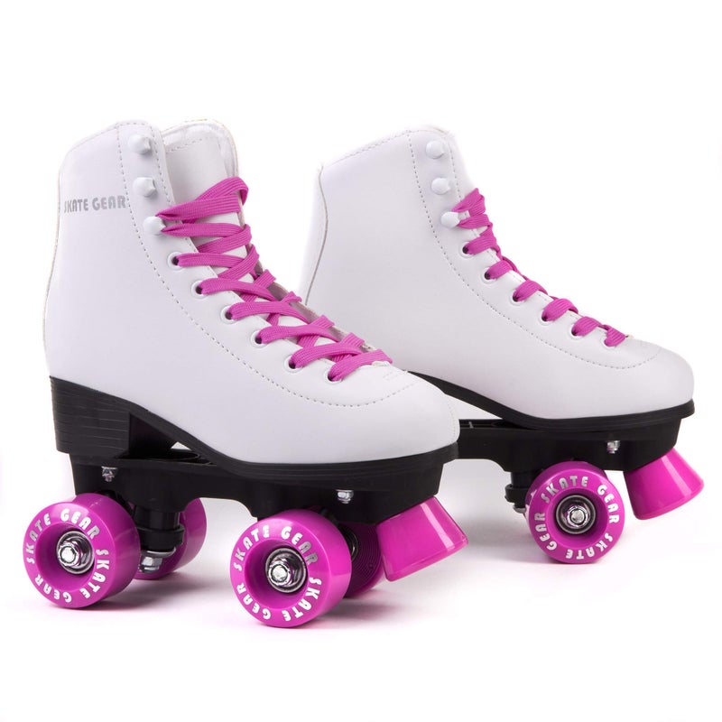 Skate Gear Skate Gear Extra Support Quad Roller Skates for Kids and Adults (Pink  Youth 1)  - Image 1