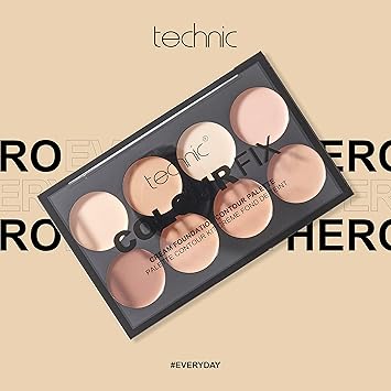Technic Colour Fix Cream Foundation Contour Makeup Palette 8 Highly Pigmented Creamy Shades To Conceal Contour Shape Define Your Features The Matte Fomulation Blends Well with Colour Options for All Skin Tones For Long Lasting Professional Coverage Suitable For Beginners 8 x 35g - Image 2