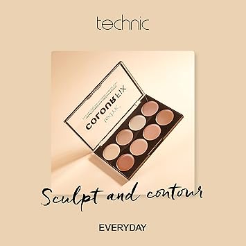 Technic Colour Fix Cream Foundation Contour Makeup Palette 8 Highly Pigmented Creamy Shades To Conceal Contour Shape Define Your Features The Matte Fomulation Blends Well with Colour Options for All Skin Tones For Long Lasting Professional Coverage Suitable For Beginners 8 x 35g - Image 3