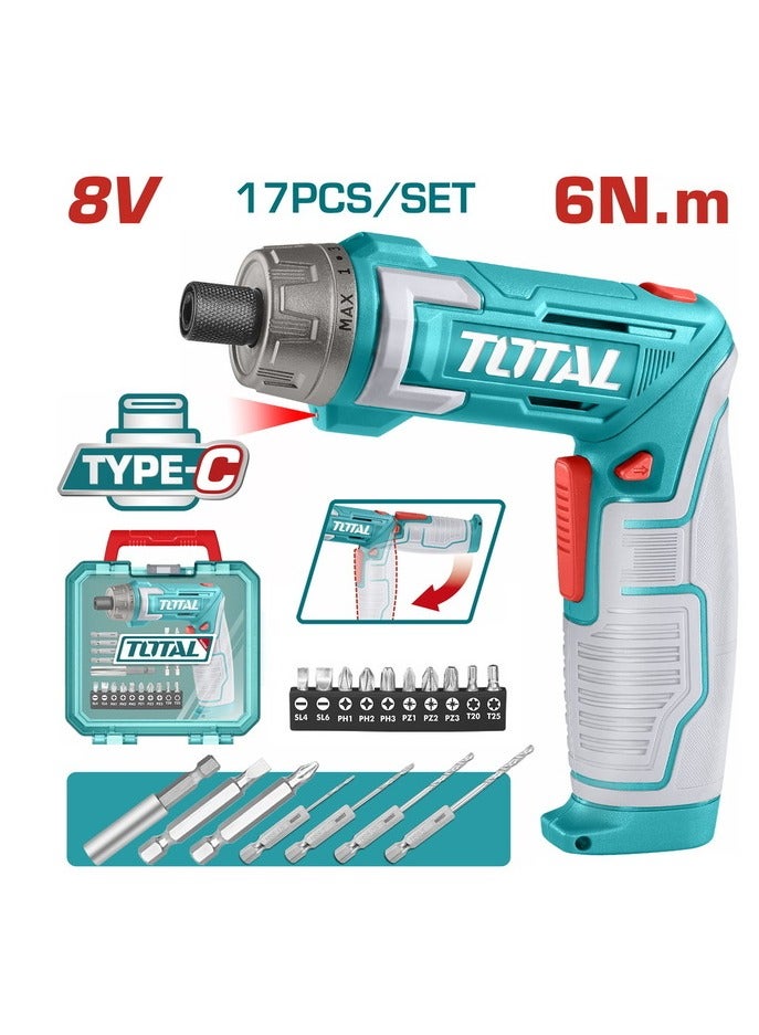 TOTAL 8V 6Nm Screwdriver 17 Pieces - TSDLI08025 - Total - Image 2