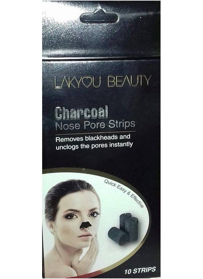 LAKYOU BEAUTY Charcoal Nose Pore Strips Cleansing (Removes Blackheads And Unclogs Pores, 10 Strips In Pack Of 1  - Image 1