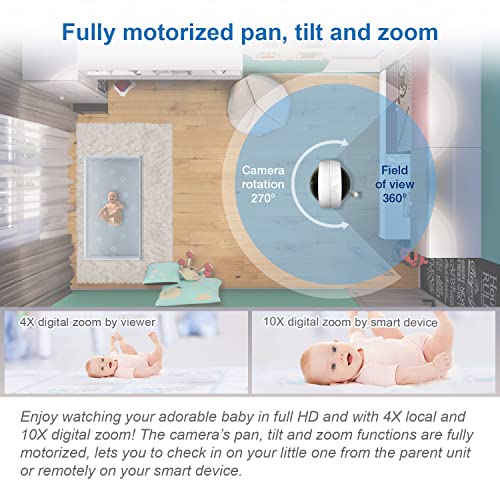 VTech RM7764HD 1080p WiFi Remote Access Baby Monitor, 360° Pan&Tilt, 7” 720p HD Display, HD Night Vision, Soothing Sounds, 2-Way Talk, Temperature Sensor, Motion Detection, iOS & Android - Image 3