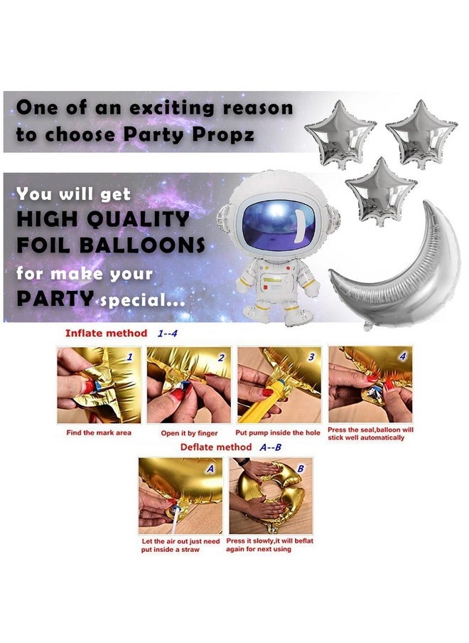 Party Propz Party Propz Space Theme Birthday Decoration Kit - 55Pcs, Planet Theme Birthday Decoration Astronaut Theme Birthday Decoration Rocket Theme Birthday Decoration Moon & Stars Foil Balloons, Multicolor  - Image 4