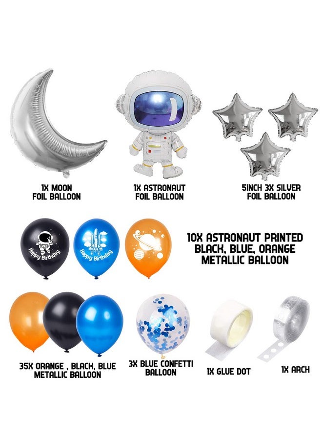 Party Propz Party Propz Space Theme Birthday Decoration Kit - 55Pcs, Planet Theme Birthday Decoration Astronaut Theme Birthday Decoration Rocket Theme Birthday Decoration Moon & Stars Foil Balloons, Multicolor  - Image 2