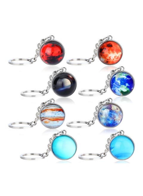 MAKINGTEC Solar System Keychains, 8Pack Luminous Planets Keychain, Mini Planet Gift Galaxy Keychain Art Picture of Eight for Birthday Gifts Space Enthusiasts