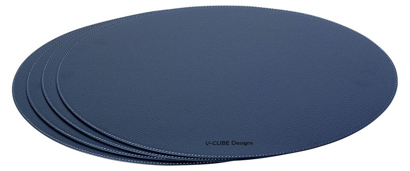 V-CUBE DESIGNS VCUBE Designs Premium Vegan Leather Placemats Set of 4 Waterproof Wipe Clean Heat Resistant Anti Slip Dining Table Place Mats Suitable for Kitchen Table Indoor Outdoor Use Navy Blue - Image 4