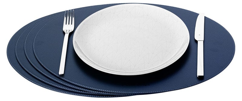 V-CUBE DESIGNS VCUBE Designs Premium Vegan Leather Placemats Set of 4 Waterproof Wipe Clean Heat Resistant Anti Slip Dining Table Place Mats Suitable for Kitchen Table Indoor Outdoor Use Navy Blue - Image 5