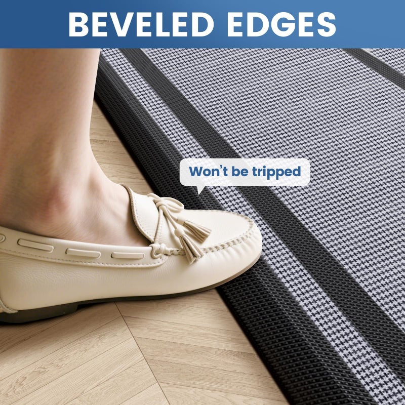 KitchenClouds [2 PCS] Kitchen Rugs Cushioned Anti-Fatigue Kitchen Mats for Floor Waterproof Kitchen Rug Set Non-Slip Comfort Standing Mat for Office, Sink, Laundry 17.3"Ã—29"+17.3"Ã—47",Black - Image 5