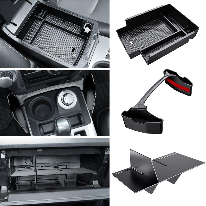 DIAMOOKY 3PCS Center Console Organizer Compatible with Toyota 4Runner 2024 2023 2022 2021 2020 20192010 Glove Box Organizer Gear Shift Tray Armrest Storage Box 5th Gen 4 Runner Accessories