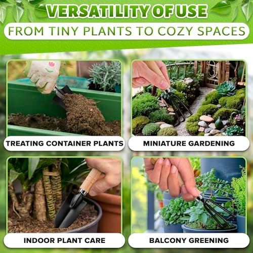 ZOKLU 3 Pcs Small Garden Tools for Gardening – Planting Tools Set with Small Garden Shovel Hand, Ergonomic Hand Rake, Rustproof & Solid Wood Handle – Shovels for Digging & Indoor Plant Care - Image 4