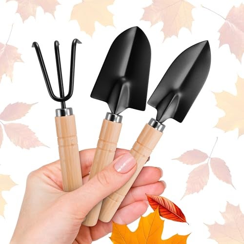 ZOKLU 3 Pcs Small Garden Tools for Gardening – Planting Tools Set with Small Garden Shovel Hand, Ergonomic Hand Rake, Rustproof & Solid Wood Handle – Shovels for Digging & Indoor Plant Care - Image 1