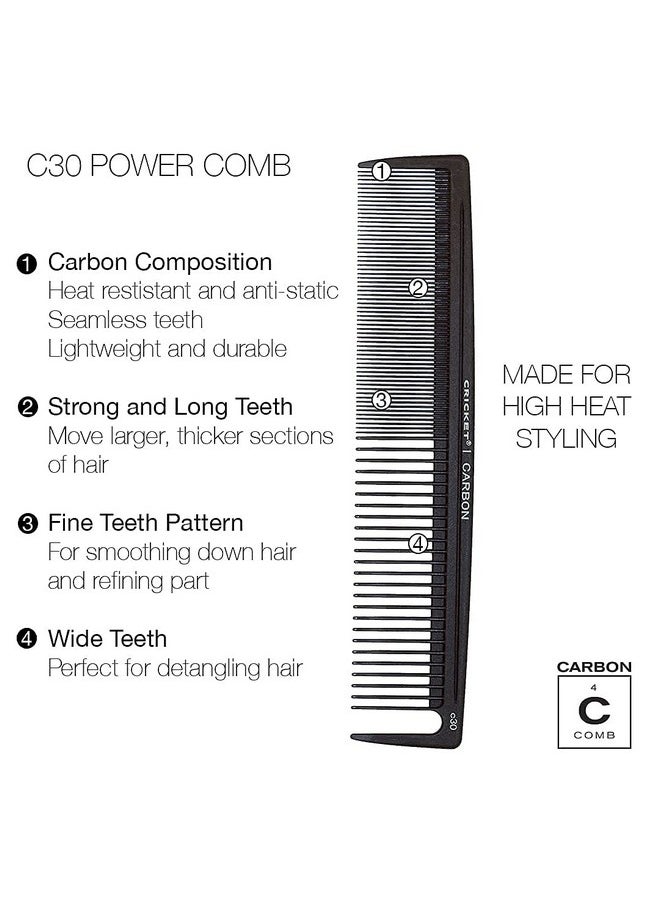 Cricket Cricket C30 Professional Hair Stylist Power Carbon Comb - Heat-Resistant, Anti-Static, Seamless Teeth for Detangling, Styling, Suitable for All Hair Types  - Image 2