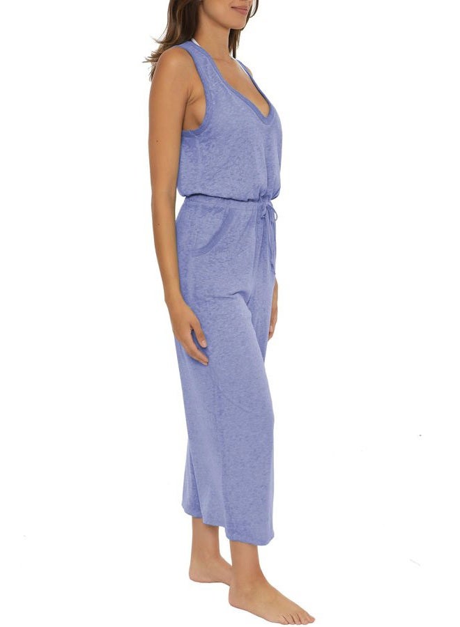 Becca by Rebecca Virtue Women's Standard Date Jumpsuit, Casual, Sleeveless with Pockets, Beach Cover Ups, Cornflower - Image 2