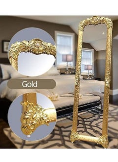 Generic Full Length Mirror Full Body Mirror Floor Standing Vanity Mirror with Vertical Bracket Metal Frame European Dressing Mirror for Bedrooms Living Rooms Clothing Stores (Gold,165 * 45CM )  - Image 4
