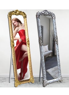 Generic Full Length Mirror Full Body Mirror Floor Standing Vanity Mirror with Vertical Bracket Metal Frame European Dressing Mirror for Bedrooms Living Rooms Clothing Stores (Gold,165 * 45CM )  - Image 5