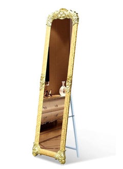 Generic Full Length Mirror Full Body Mirror Floor Standing Vanity Mirror with Vertical Bracket Metal Frame European Dressing Mirror for Bedrooms Living Rooms Clothing Stores (Gold,165 * 45CM )  - Image 1