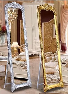 Generic Full Length Mirror Full Body Mirror Floor Standing Vanity Mirror with Vertical Bracket Metal Frame European Dressing Mirror for Bedrooms Living Rooms Clothing Stores (Gold,165 * 45CM )  - Image 2