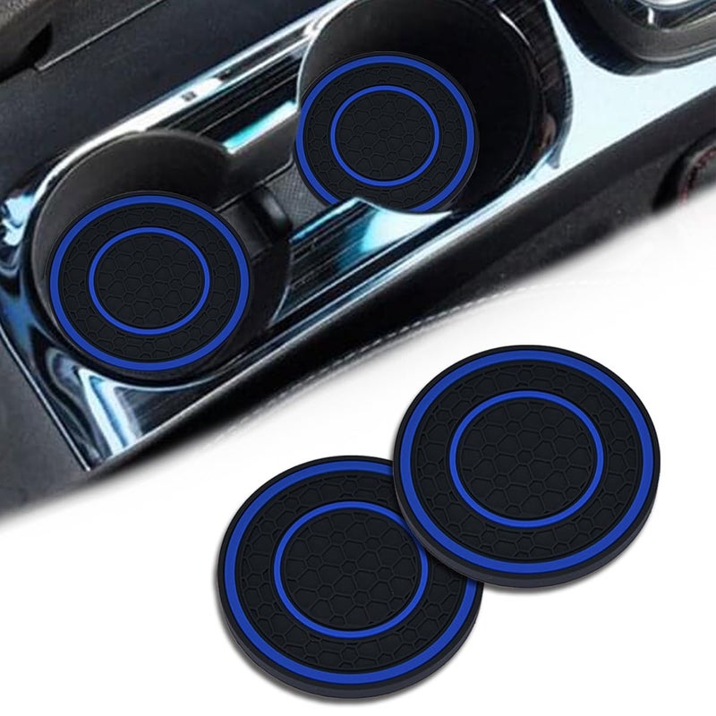 Couslcd 2 Pack Car Coasters for Cup Holder 275 Inch Universal Auto Waterproof Coasters Silicon Insulation Cup MatsNoSlip Anti Dust Insert Coaster for Woman Man Suit for Vehicle Interior 2 Blue - Image 3
