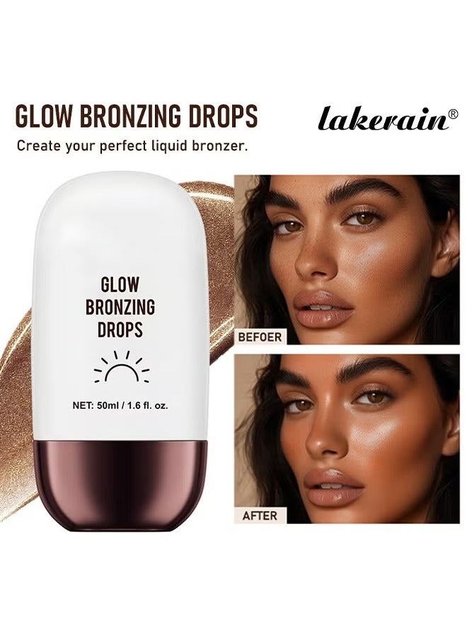 lakerain Glow Bronzing Drops,Super Glow Face Bronzing Drops, Liquid Bronzing Drops for Face & Skin, Natural Sun Kissed Bronzing Drops, Natural Glow Foundation Enhancer #04 Rich Bronze Glow - Image 1