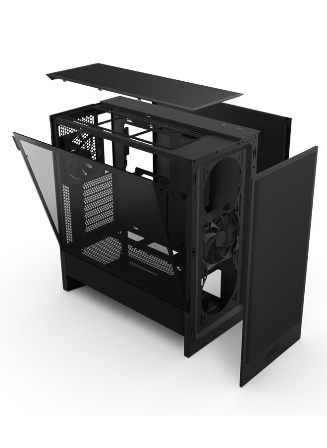NZXT H5 Flow Compact Mid-Tower ATX Airflow Case, More Air to the GPU, Fits Large Radiators, Optimized for Airflow, Pre-Installed Fans, Easy Cable Management, Tool-less Access, Strong and Sleek, CC-H52FB-01  - Image 4