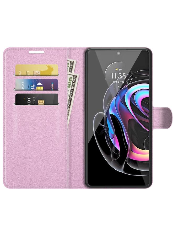 اس-توب جراب لهاتف Motorola Edge 20 lite 5G، جراب واقٍ أفقي قابل للطي من نسيج الليتشي مع حامل وفتحات للبطاقات ومحفظة - Image 2