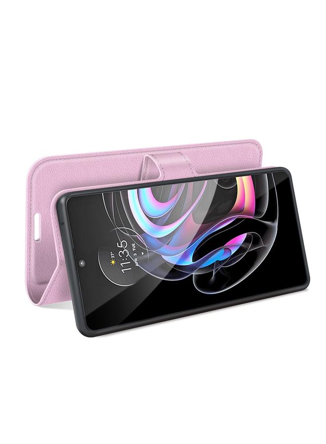 اس-توب جراب لهاتف Motorola Edge 20 lite 5G، جراب واقٍ أفقي قابل للطي من نسيج الليتشي مع حامل وفتحات للبطاقات ومحفظة - Image 4