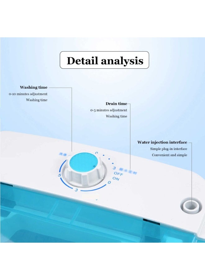 Bolivia's Portable Washing Machine,Mini Semi-automatic Laundry Washer with Dehydration Mode, Single Tub Washing Machine with Timer Control and Drain Hose(Color:White) - Image 4
