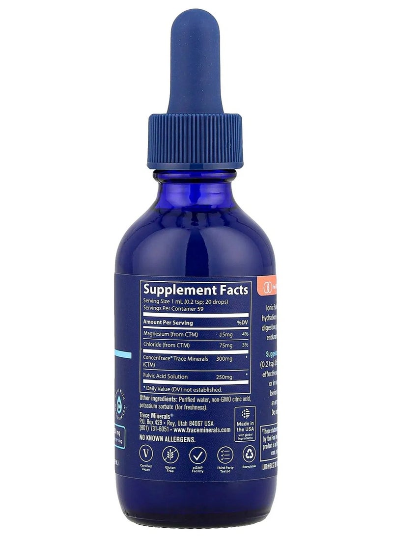 Trace Minerals Trace Ionic Fulvic Acid Liquid Mineral Supplement, 250mg Per Serving, 59ml - Image 2