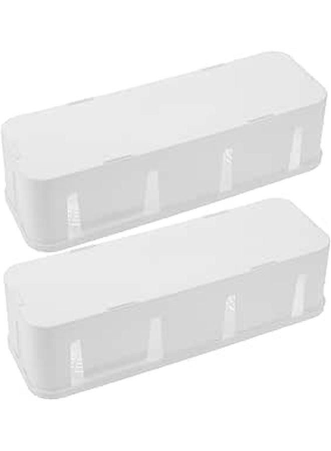 Ventilated White Cable Organizer Box with Lid 2 Pack Cord Storage Case - Image 1