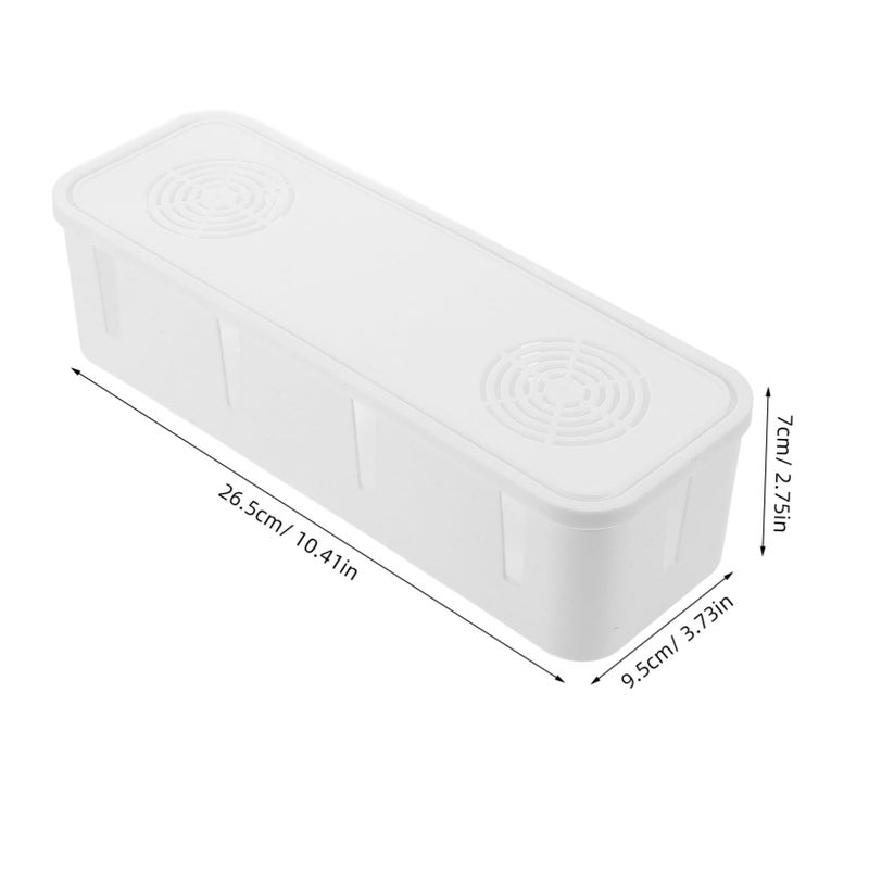 Ventilated White Cable Organizer Box with Lid 2 Pack Cord Storage Case - Image 3