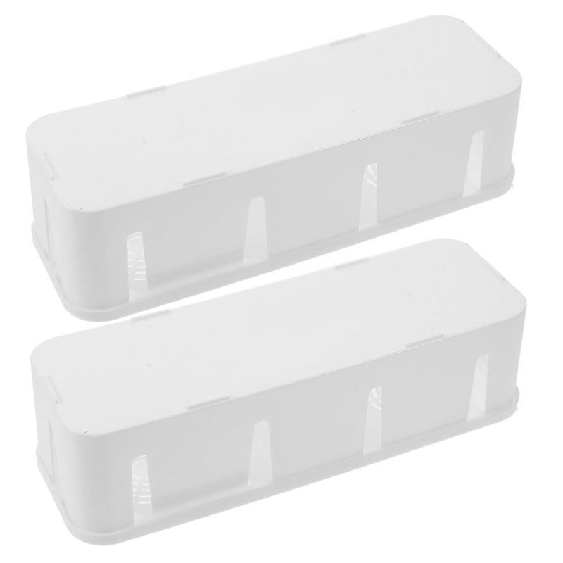 Ventilated White Cable Organizer Box with Lid 2 Pack Cord Storage Case - Image 2