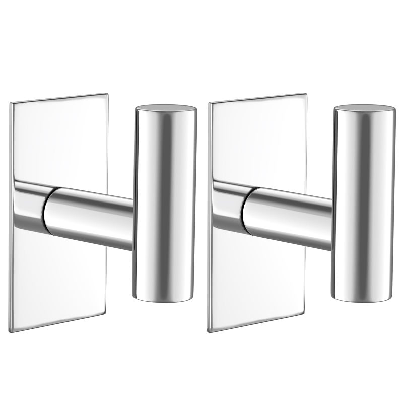 VAEHOLD Wall Towel Hooks, Heavy Duty Sticky Holder Waterproof Towel Hooks for Hanging Coat, Clothes, Closet Hook Wall Mount for Kitchen (Chrome, 2 Pack) - Image 1
