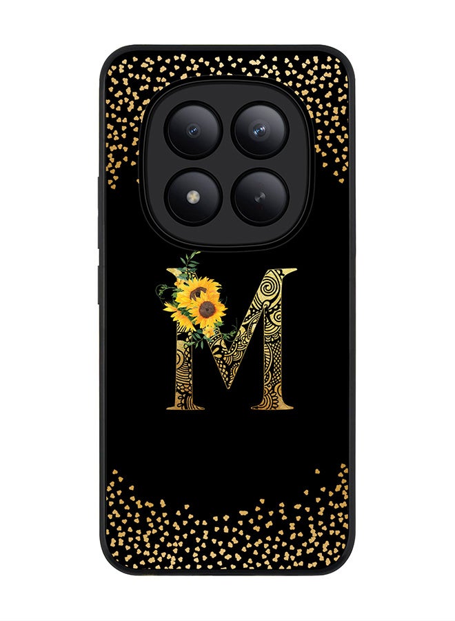 Stylizedd For Xiaomi Redmi Note 15 Pro+ / Poco M8 Pro Case,Slim fit Camera Protection, Shockproof Thin Phone cover  - Custom Floral Monogram - M ( Black ) - Image 1