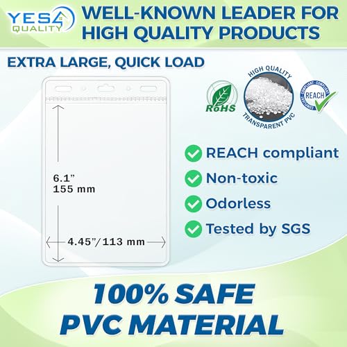 Yes4Quality - Vertical Passport & ID Badge Holder - 4x6 Inch, 25 Pack - Clear Name Badge Holders for Travel, Work & Events - Zipperless Card Protector for Vaccination Cards, Tickets & Credentials - Image 3