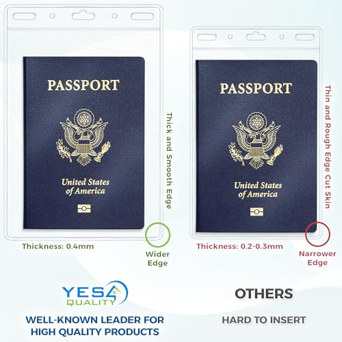 Yes4Quality - Vertical Passport & ID Badge Holder - 4x6 Inch, 25 Pack - Clear Name Badge Holders for Travel, Work & Events - Zipperless Card Protector for Vaccination Cards, Tickets & Credentials - Image 5