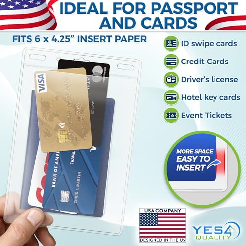 Yes4Quality - Vertical Passport & ID Badge Holder - 4x6 Inch, 25 Pack - Clear Name Badge Holders for Travel, Work & Events - Zipperless Card Protector for Vaccination Cards, Tickets & Credentials - Image 2