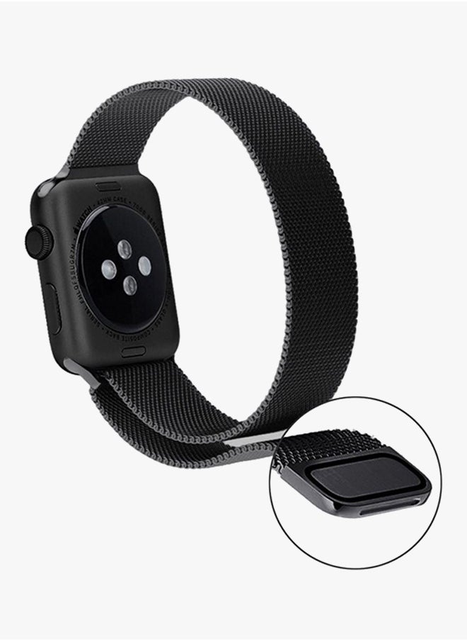 NIBEMINENT - Stainless Steel Milanese Loop Band For Apple Watch 38mm Black - Image 1