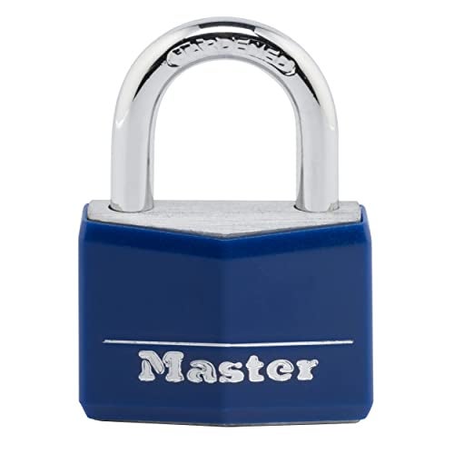 Master Lock Blue Vinyl Covered Aluminum Keyed Padlock Small Lock for Gym or School Locker can be Used Indoors or Outdoors 142DCM