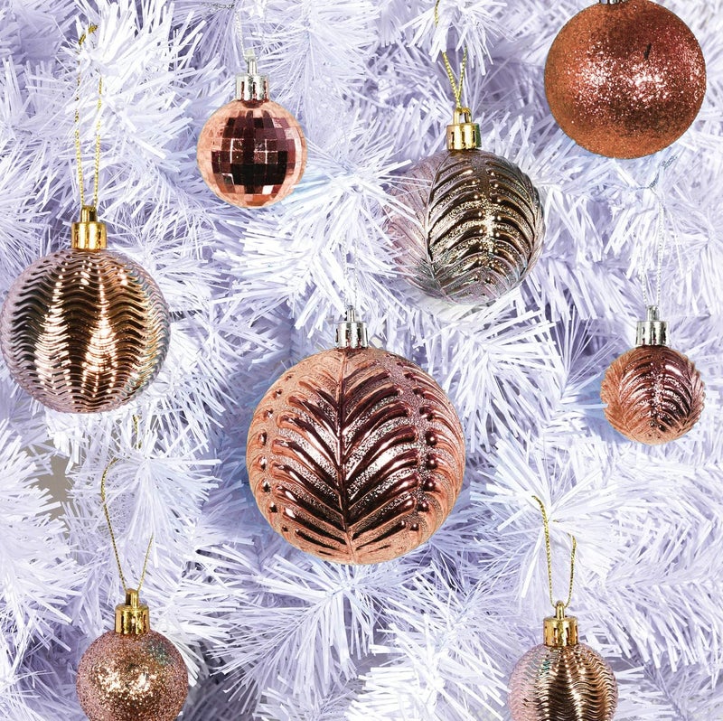 PREXTEX Champagne Christmas Ball Ornaments (36 pcs) - Shatterproof Xmas Tree Decorations with Hanging Loop in 6 Styles and 3 Sizes - Image 4